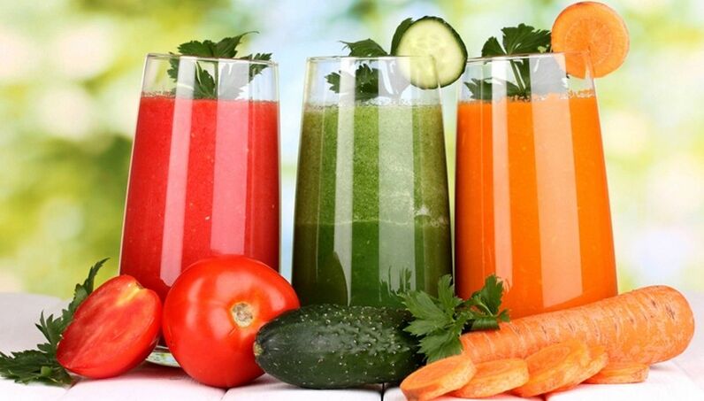 Low-calorie vegetable juices on the diet menu